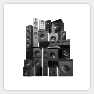 Tower of different size music speakers. Sticker